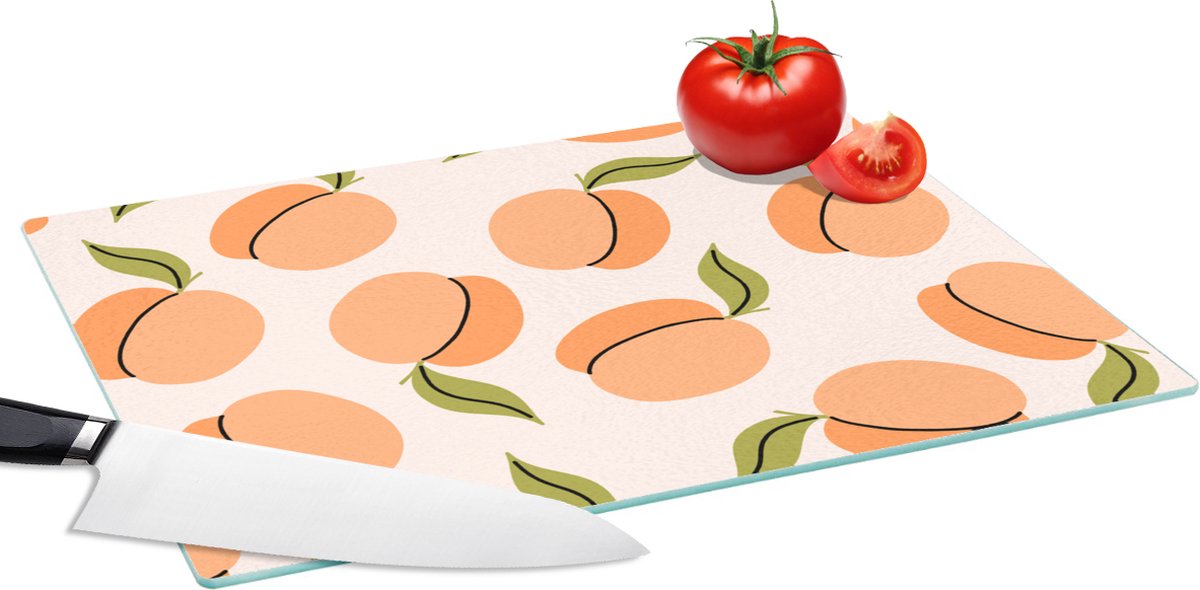 Glazen Snijplank - 39x28 - Fruit - Abrikoos - Zomer - Patronen - Snijplanken Glas