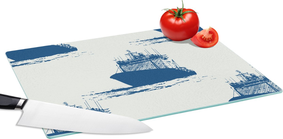 Glazen Snijplank - 39x28 - Patronen - Water - Boot - Snijplanken Glas