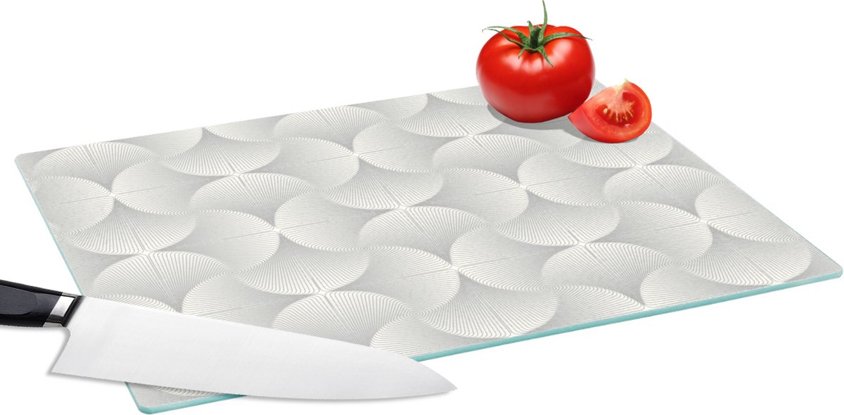 Glazen Snijplank - 39x28 - Patronen - Zilver - Retro - Snijplanken Glas