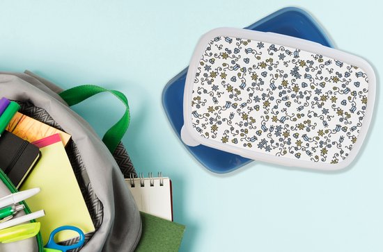 Lunchbox Blauw - Lunchbox - Boîte à pain - Fille - Fleurs - Motifs - Fille - Kids - Enfants - Enfant - 18x12x6 cm - Enfants - Garçon