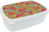 Lunch box Wit - Lunch box - Boîte à pain - Meiden - Coeur - Boucles - Motifs - Fille - Kids - Enfants - Enfant - 18x12x6 cm - Adultes