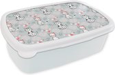 Boîte à pain Wit - Boîte à lunch - Boîte à lunch - Motifs - Chat - Coeur - Fille - Kids - Enfants - Meiden - 18x12x6 cm - Adultes - Cadeau Sinterklaas - Distribution de cadeaux pour enfants - Cadeaux chaussures Sinterklaas