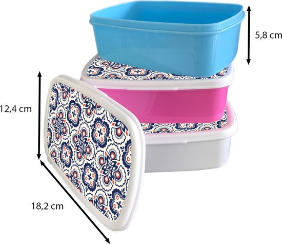 Lunch box Rose - Lunch box - Boîte à pain - Fleurs - Rétro - Design - 18x12x6 cm - Enfants - Fille