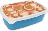 Lunch box Blauw - Lunch box - Boîte à pain - Cercle - Rétro - Motif - 18x12x6 cm - Enfants - Garçon