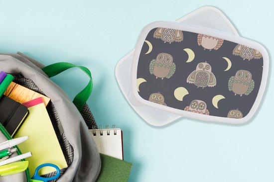 Boîte à pain Wit - Boîte à lunch - Boîte à lunch - Hibou - Motifs - Lune - 18x12x6 cm - Adultes - Cadeau Sinterklaas - Cadeaux pour enfants - Cadeaux chaussures Sinterklaas