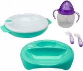 eetset met warmtebord en beker 5-delig groen/wit/paars
