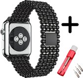 Geschikt voor Apple Watch Bandje Staal Zwart Series 1/2/3/4/5/6/SE/7  - iWatch Stalen band - Kralen + toolkit - 38mm - 40mm - 41mm