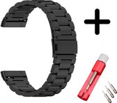 Fitbit Sense bandje staal zwart + toolkit - Maat: L