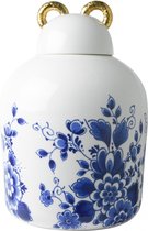 Pot met deksel - Delfts blauw - 32 cm - Delfts blauw vaas - gouden oren - cadeau voor haar