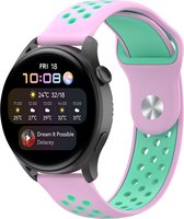 Siliconen Smartwatch bandje - Geschikt voor  Huawei Watch 3 - Pro sport band - roze/aqua - Strap-it Horlogeband / Polsband / Armband