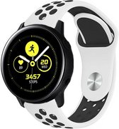 Siliconen Smartwatch bandje - Geschikt voor  Samsung Galaxy Watch Active sport band - wit/zwart - Strap-it Horlogeband / Polsband / Armband