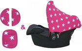 Wallabiezzz Maxi Cosi Zonnekap en Gordelhoes Baby - Donkerroze Sterren - Kraam cadeau