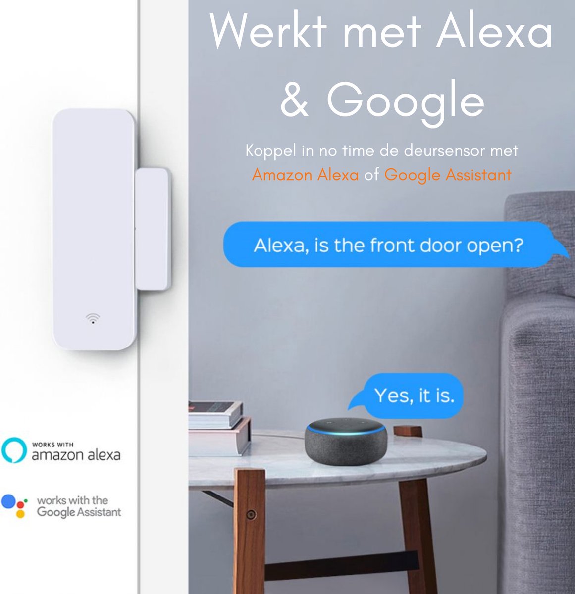 Alarme pour porte et fenêtre connectée XMD-104.app compatible  Alexa  et Google Assistant