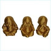 Boeddha Horen, zien & zwijgen - beeldjes - deco - homedeco - decoratie - cadeau - goud