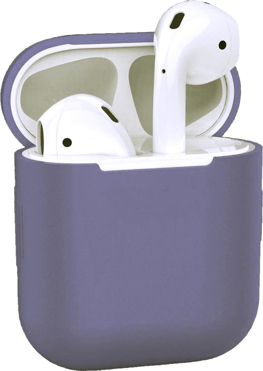 Hoesje voor Apple AirPods 1 en 2 - Blauw Grijs - Hoesje Siliconen Case Cover Bescherming