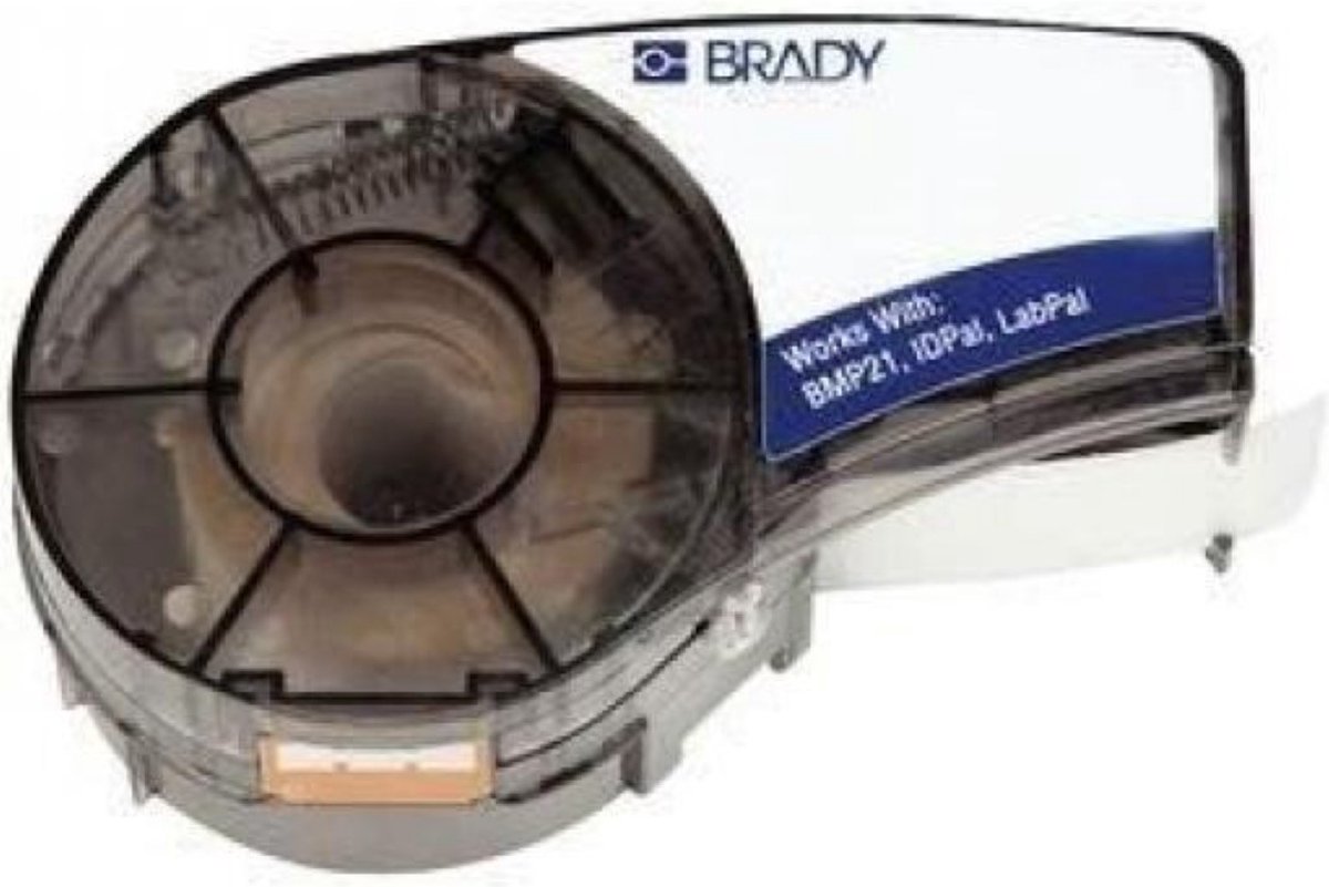 Brady 110895, Zwart, Wit, Zelfklevend printerlabel, Acryl, Nylon, Thermo transfer, Permanent, Mat