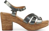 Mace Sandalen Dames / Damesschoenen - Leer   - Blokhak hoogte  8 cm - M1067 - Zilver - Maat 37