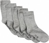 sokken junior katoen grijs 5 paar maat 31-34