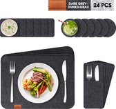 SAWAKE-Placemats-24 Stuks-Vilt-Hittebestendig-Anti-slip-Wasbare-voor Keuken Party Bruiloft Eettafel Decor-Zwart