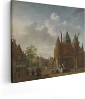 Artaza Canvas Schilderij De Sint-Antoniuswaag in Amsterdam - Isaac Ouwater - 100x80 - Groot - Kunst - Wanddecoratie Woonkamer