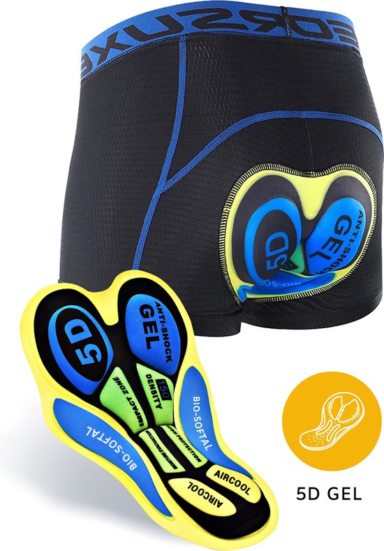 Sous-Vêtements de Cyclisme Femmes Hommes avec Chamois - Shorts de Cyclisme - Pantalons de Cyclisme - Sous-Vêtements de Cyclisme - Pantalons de Cyclisme - Vêtements de cyclisme de Cyclisme - Blauw/ Zwart - Taille XL
