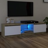 Tv-meubel met LED-verlichting 140x40x35,5 cm wit sonoma eiken
