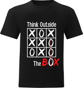 T-shirt Unisex – Funny – Think Outside The Box – Zwart - Large