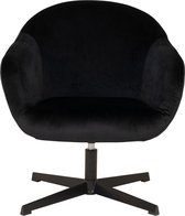 Sydney fauteuil met draaivoet zwart velours, zwart.