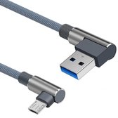 Câble de charge USB - Micro USB vers USB A - USB 2.0 - Gaine tressée en nylon - 5 GB/s - Grijs - 3A - 2 mètres – Allteq