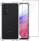 Hoesje geschikt voor Samsung A53 5G + Screenprotector – Tempered Glass - Extreme Shock Case Transparant