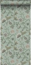 ESTAhome behang vintage bloemen celadon groen - 139413 - 50 x 900 cm