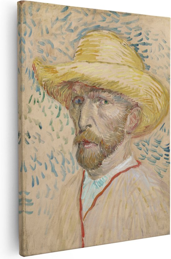 Artaza - Canvas Schilderij - Zelfportret met Strohoed - Vincent van Gogh - Kunst - Canvas Print