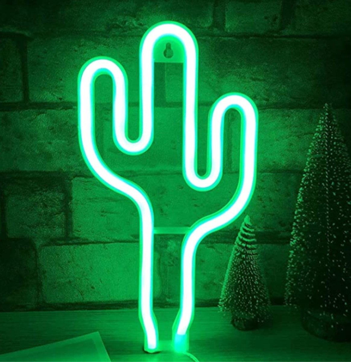 Neon lamp cactus- Groen- Nachtlamp- Neon wandlamp- Neon verlichting- Sfeer verlichting- Neon lamp muur