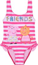 Roze en wit gestreept badpak met franjes - Peppa Pig / 104-110