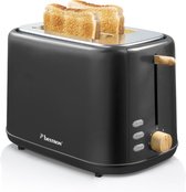 Bol.com Bestron Broodrooster voor 2 sneden brood incl. broodjesopzet 7 bruiningsniveaus & kruimellade 800 Watt ATO850BW kleur: z... aanbieding
