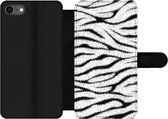 Bookcase Geschikt voor iPhone SE 2020 telefoonhoesje - Dierenprint - Zebra - Wit - Met vakjes - Wallet case met magneetsluiting