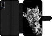 Bookcase Geschikt voor iPhone XS Max telefoonhoesje - Giraffe - Dier - Zwart - Wit - Met vakjes - Wallet case met magneetsluiting