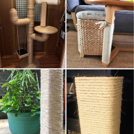 8mm x 60 m Sisaltouw voor kattenboom Sisal,Natuurlijke Sisal Krabpaal Touw, Krabpaal Touw voor Katten, Krabkoord, Huis, Tuin, DIY, Decoratie