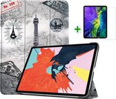 Case2go - Tablet Hoes & Screenprotector voor Apple iPad Air 2022 - 10.9 inch - Tri-Fold Book Case - Met Auto Sleep/Wake functie - Eiffeltoren