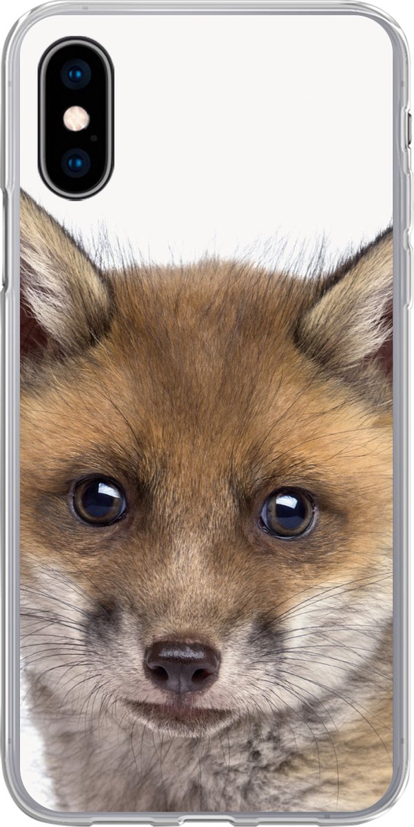 Telefoonhoesje Geschikt voor iPhone X hoesje - Vosje - Dieren - Welp - Jongens - Meisjes - Kind - Siliconen Telefoonhoesje Telefoonhoesje