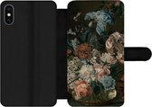Bookcase Geschikt voor iPhone XS telefoonhoesje - Stilleven met bloemen - Schilderij van Cornelia van der Mijn - Met vakjes - Wallet case met magneetsluiting