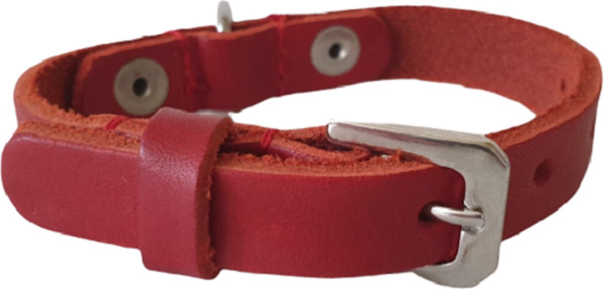 ALOKÉ Hondenhalsband / Halsband (01673DT) - Leder - Rood - XXS - Nekomvang: 13,5 - 17,5 cm (GELIEVE ALVORENS BESTELLEN OPMETEN)
