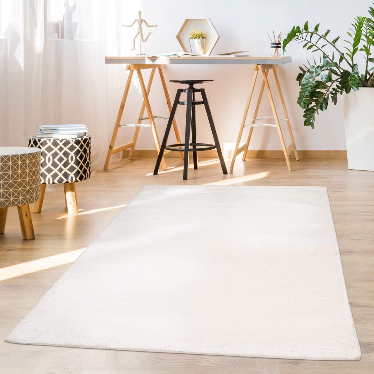 Muratap Paradise Soft Fluffy Hoogpolig Vloerkleed Wit- 200x290 CM