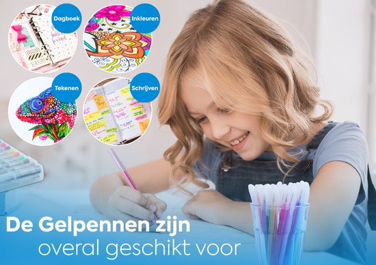 Grafix Gelpennen - 48pcs - 12x neonpennen | 12x Glitterpennen | 12x Metallic pennen | 12x pastelpennen - Gelpennen voor kinderen en volwassenen |