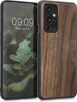 kwmobile telefoonhoesje compatibel met OnePlus 9 Pro - Hoesje met bumper in donkerbruin - walnoothout - Wereldkaart design