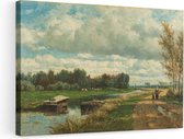 Artaza Canvas Schilderij Landschap in de Omgeving van Den Haag - Willem Roelofs - 90x60 - Kunst - Canvas Print - Muurdecoratie