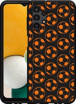 Hoesje Zwart Geschikt voor Samsung Galaxy A13 Orange Soccer Balls