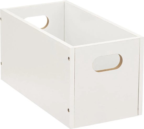 Opbergmand/kastmand 7 liter wit van hout 31 x 15 x 15 cm - Opbergboxen - Vakkenkast manden