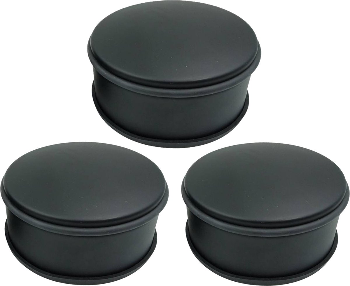 Set van 3x deurstoppers rond mat zwart 12 x 6 cm - 1,23 kg