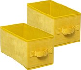 Set van 2x stuks opbergmand/kastmand 7 liter geel polyester 31 x 15 x 15 cm - Opbergboxen - Vakkenkast manden